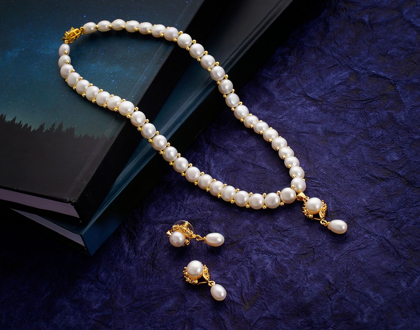 Classic Single-Strand Pearl Drop Necklace Set
