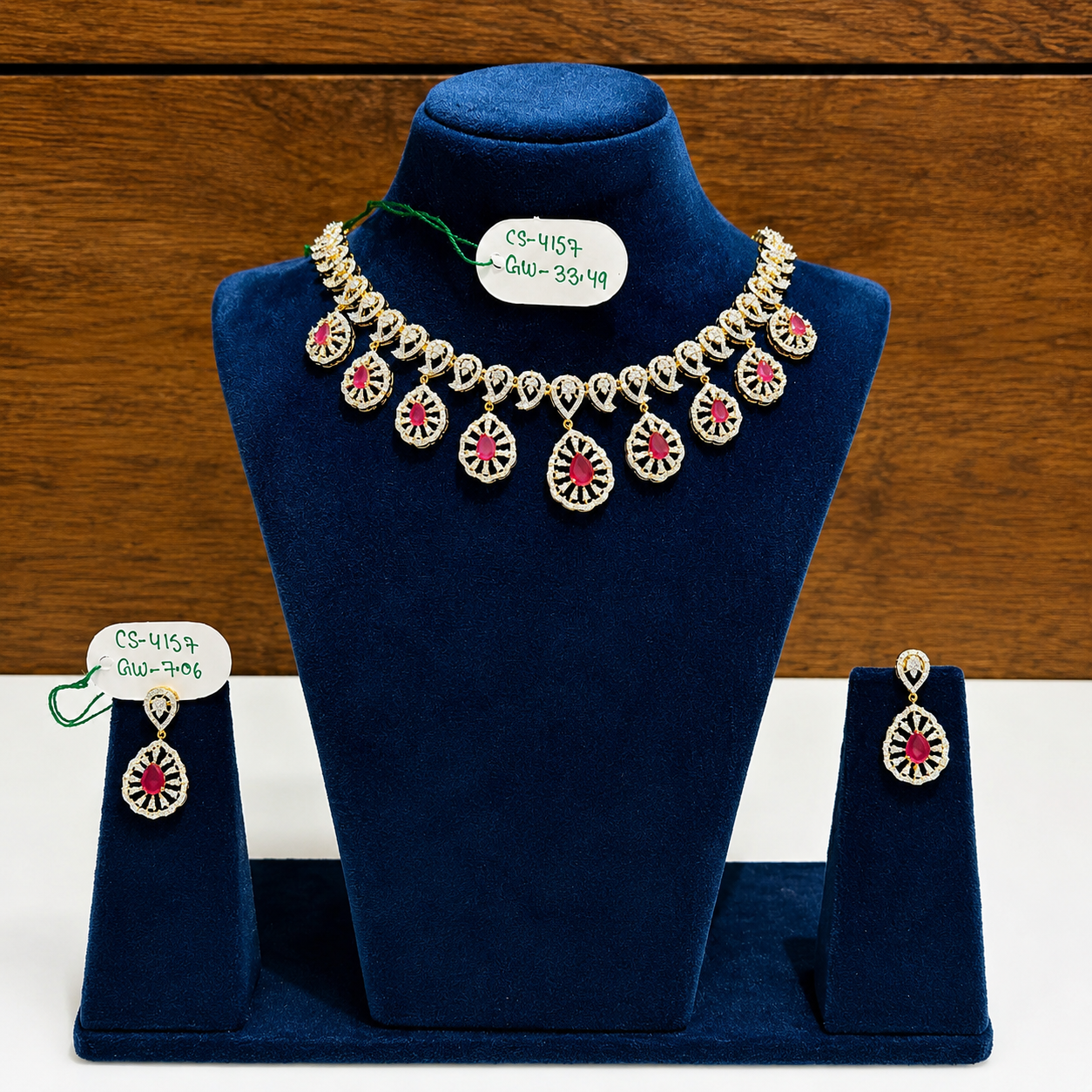 Ruby Drop Diamond Necklace Set