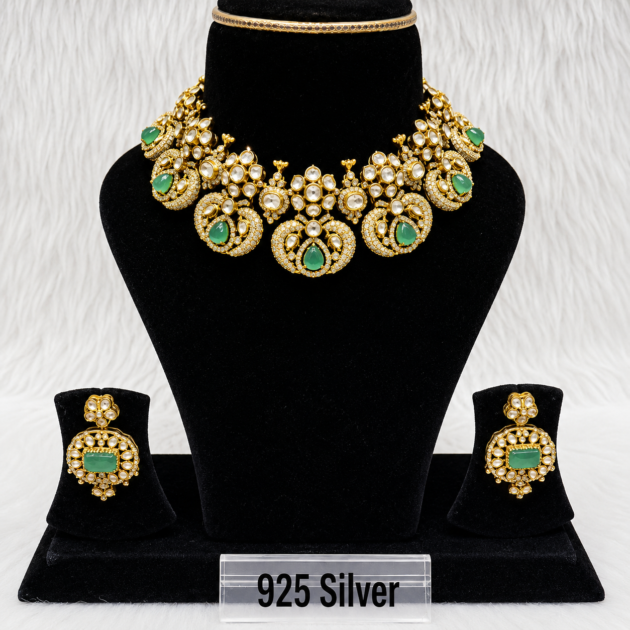 Emerald Polki Bridal Choker Necklace Set