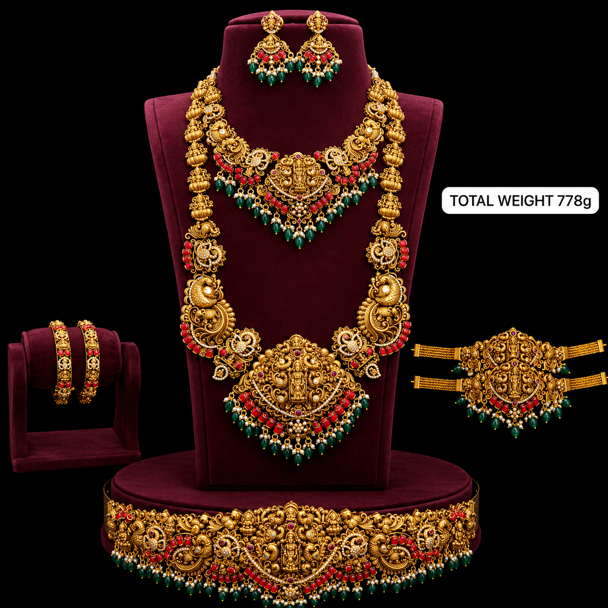 Antique Lakshmi Temple Bridal Jewellery Set