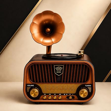 Fire Turtle Vintage-Style FM Radio with Bluetooth Speaker