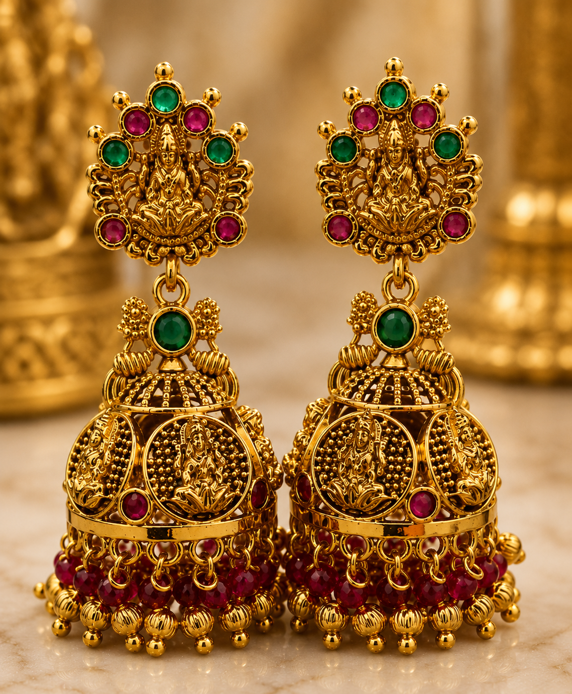 Bridal Temple Drop Earrings for Women