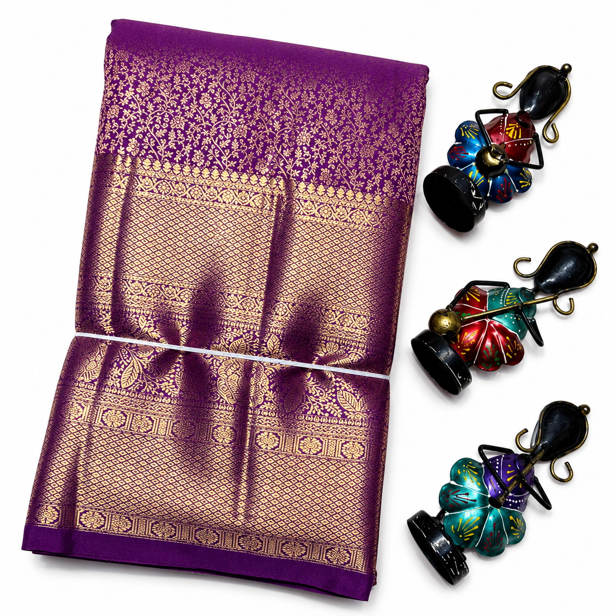 Purple Kanchivaram Silk Saree with Gold Zari Work