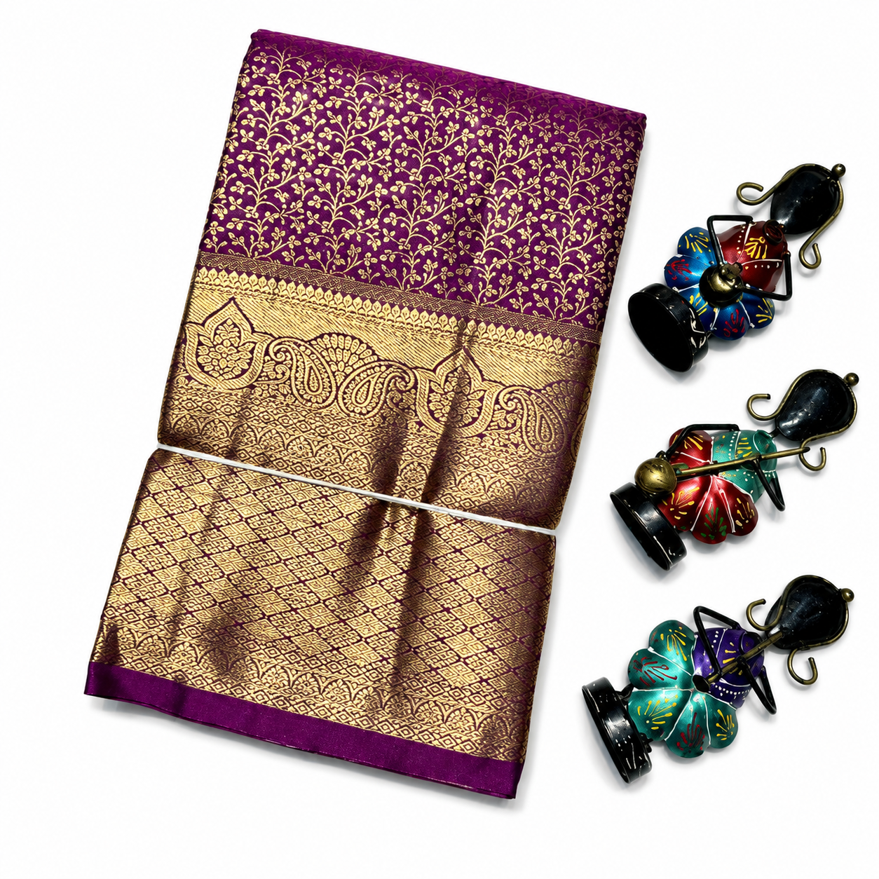 Purple Kanchivaram Silk Saree with Gold Zari Pallu