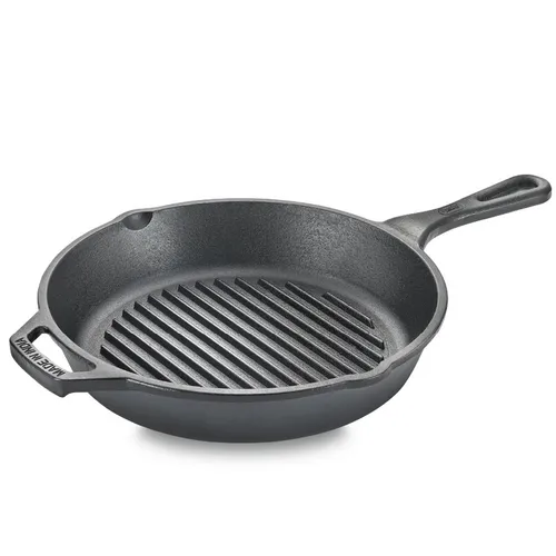 Prestige Cast Iron Scratch Resistant Gas and Induction Compatible Grill Pan, 25cm (Black)