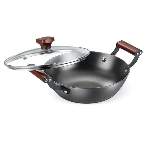 Prestige Lightweight Cast Iron Kadai 24cm/2.4L with Glass Lid | Castlite Series | Durable & Easy to Clean | Enamel Coated | Gas & Induction Compatible | 15Y Product Warranty