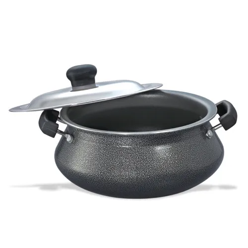 Prestige Omega Select Plus Teflon Non-stick Coated Junior Handi with Stainless Steel Lid and Scrubber for Non-Stick Cookware, 16cm (Black)