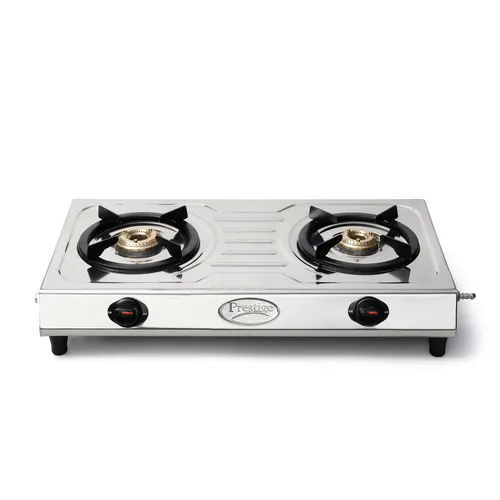 PRESTIGE PRIME LP GAS STOVE (STAINLESS STEEL BODY AND 2 BRASS BURNERS)