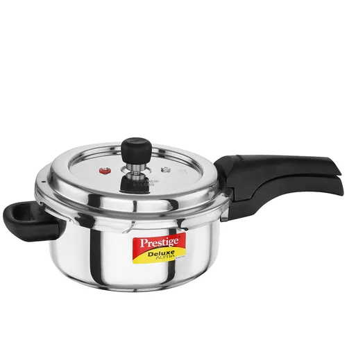 Prestige 3 Litre Stainless Steel Deluxe Alpha Svachh Outer Lid Pressure Cooker | 10Y Warranty | Deep Lid for Spillage Control | TRIPLY Base | Gasket Release System | Gas &amp;amp;amp;amp;amp; Induction Compatible | ISI