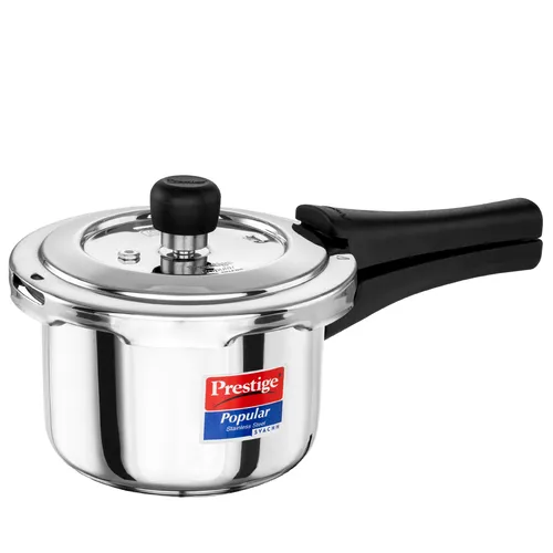 Prestige 1.5 Litre Stainless Steel Popular Outer Lid Pressure Cooker 20192 | Deep lid for spillage control | TRIPLY Base | Gas &amp;amp;amp;amp;amp; Induction Compatible | Gasket Release System | 5Y Warranty | ISI Certified