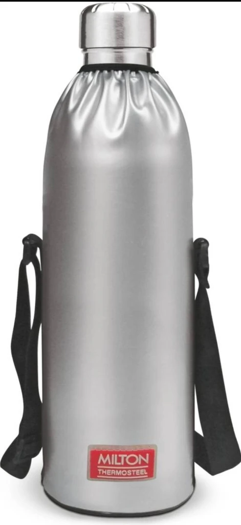 MILTON Duo dlx 1500 with bag hot and cold water bottle 1500 ml Steel Bottle (Pack of 1, Silver)