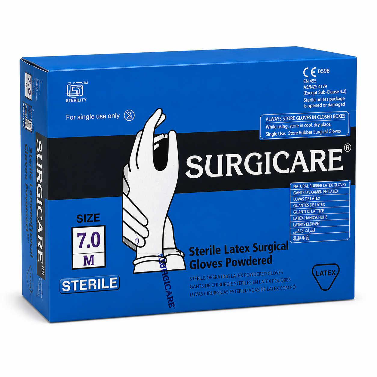 Surgicare Latex Powered Glove size -7, Medium