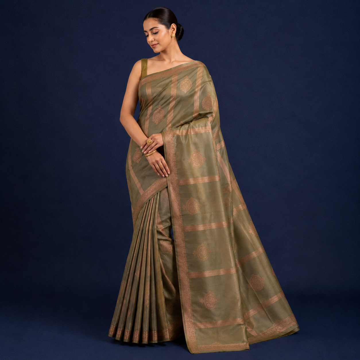 Mysore Silk Sarees I Olive Green Soft Silk Saree Silk Saree