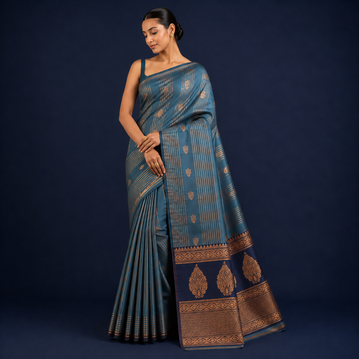 Mysore Silk Sarees ITeal Blue Soft Silk Saree