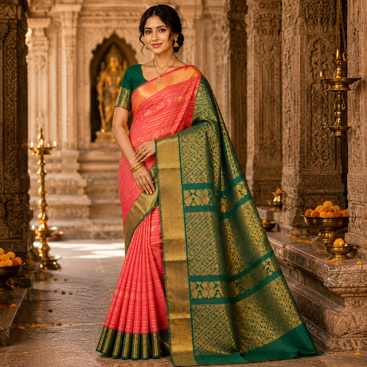 Mysore Silk Sarees I Premium Traditional Floral Woven Silk Blend Saree