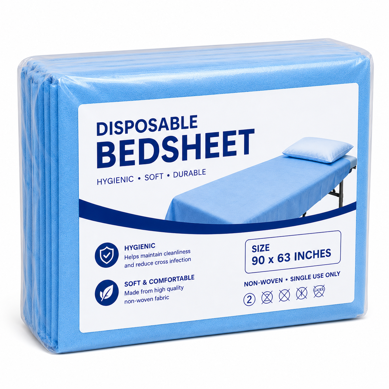 RXSHOPY Non-Woven Disposable Bedsheets, 90 x 63 Inches