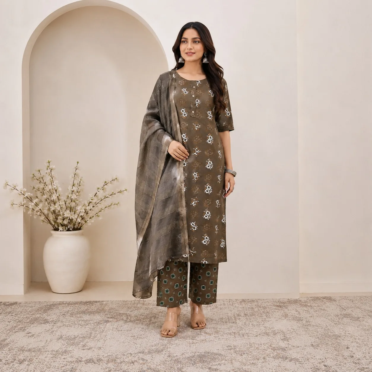 Olive Grace Printed Kurta Set