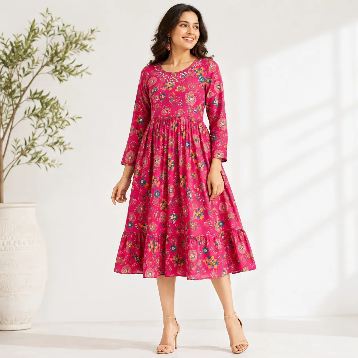 Blossom Charm Floral Midi Dress