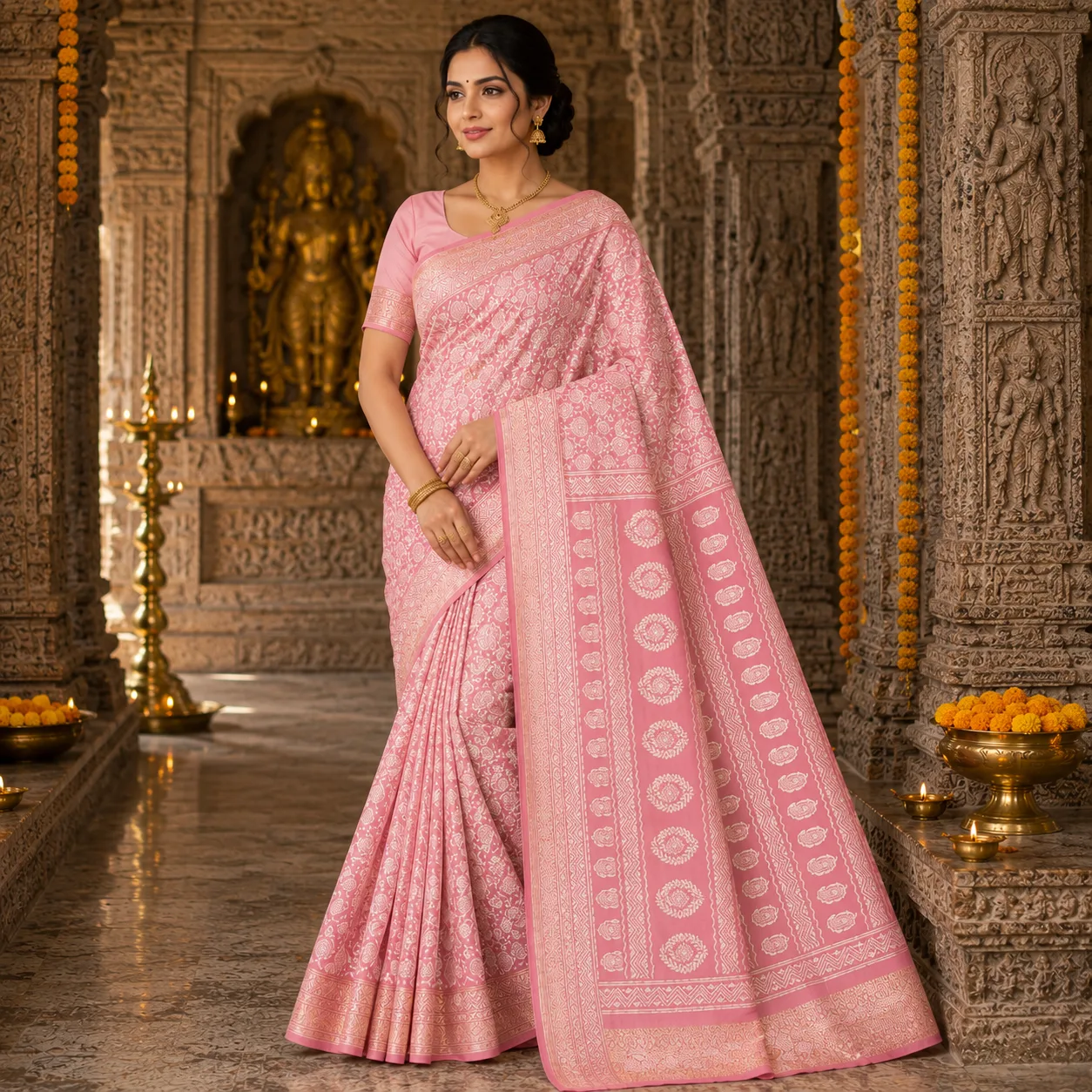 Mal Mal Saree I Pink Saree