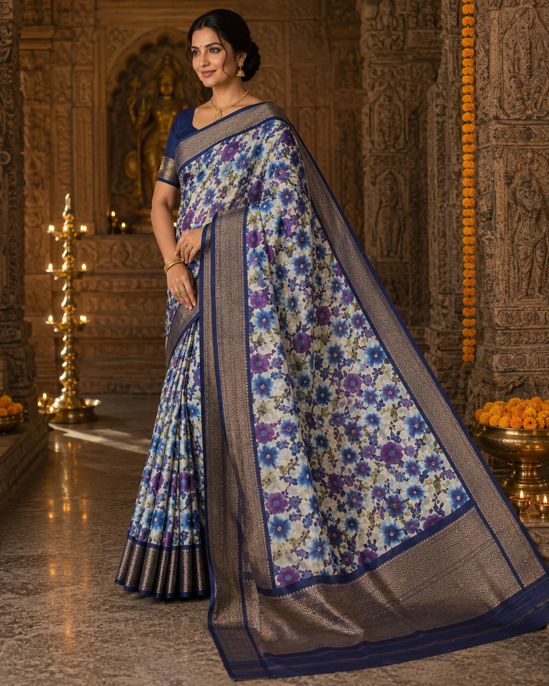 Mal Mal Saree I Blue Saree