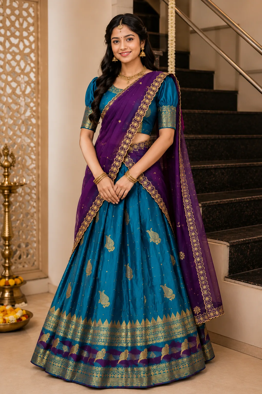 Traditinal Half Saree I Purple