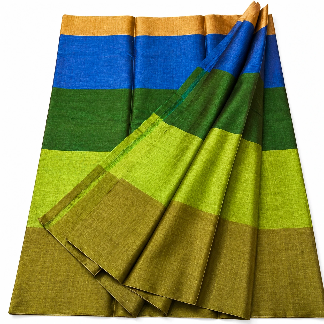 Multicolour Pure Chanderi Tissue Silk Saree with Golden Border