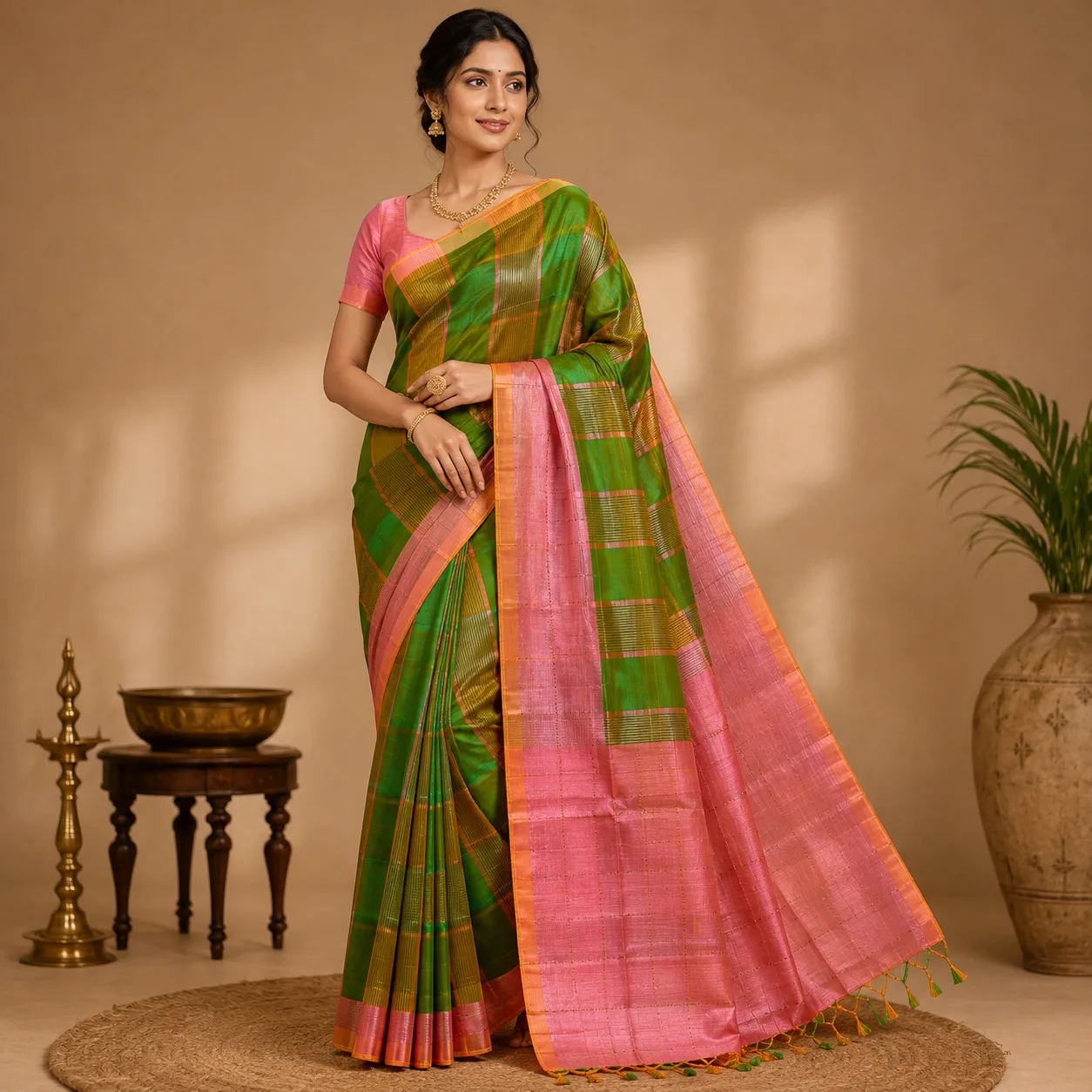 Emerald Blossom Mangalagiri Pattu Saree