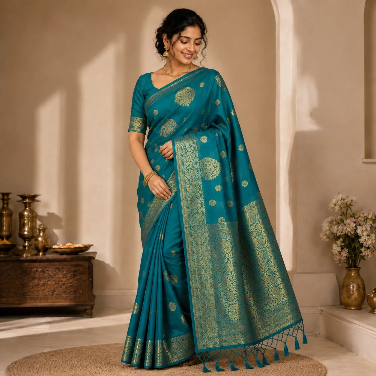 Sea Green Mysore Sandal Silk Saree 💚