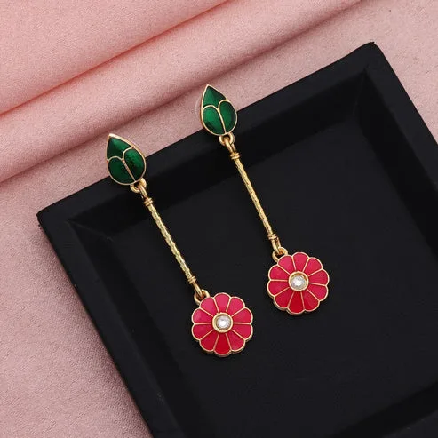 MKE157RG_2 Meenakari earrings green and red