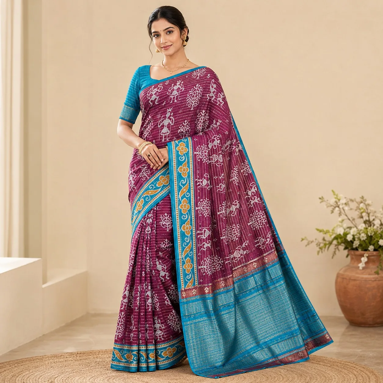 Royal Maroon Dola Silk Saree