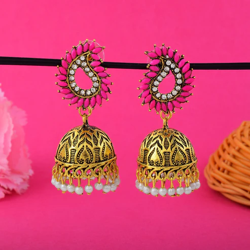 FNGSE185RNI_Gorgeous Rani Color Oxidised Earrings