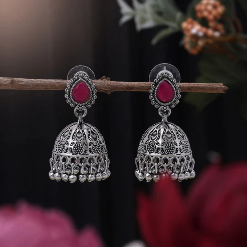 FNGSE206RNI_Rani Color Oxidised Earrings Designer wear