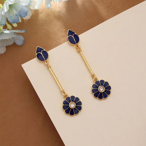 MKE157BLU Blue Color Meenakari Earrings