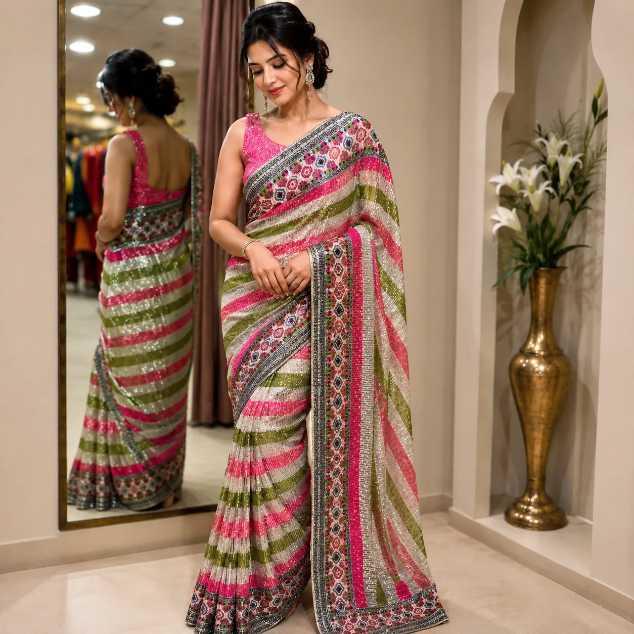Soft Net Heavy Sequin Partywear Saree SV085A