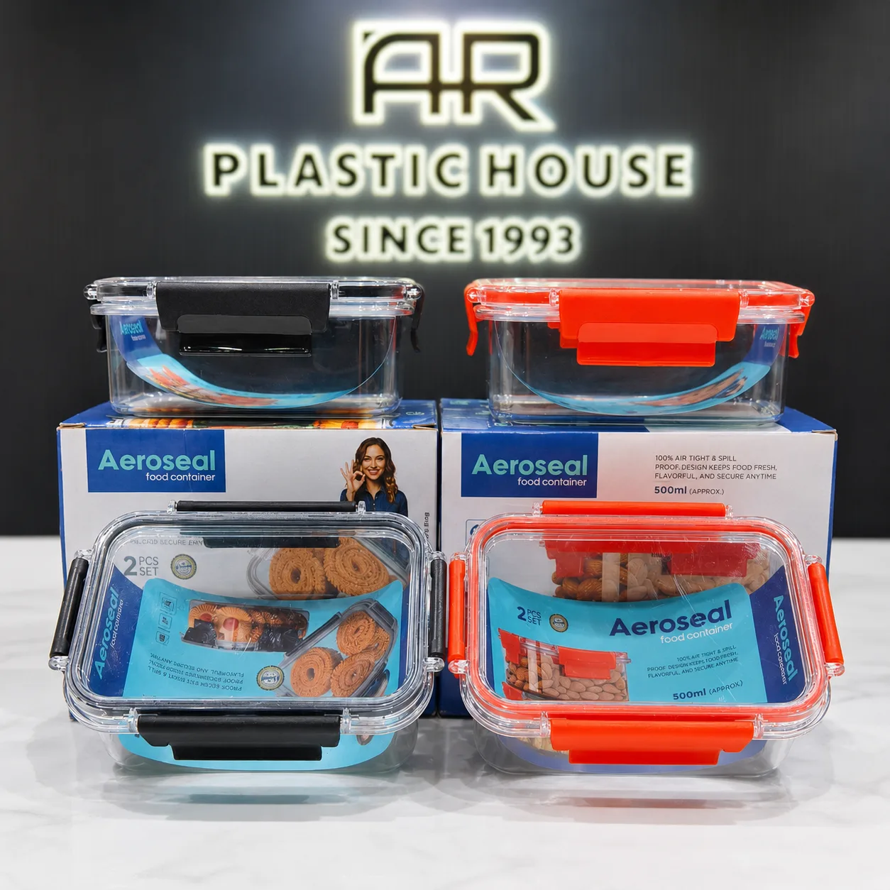 Aeroseal Rectangular Airtight Food Container Set
