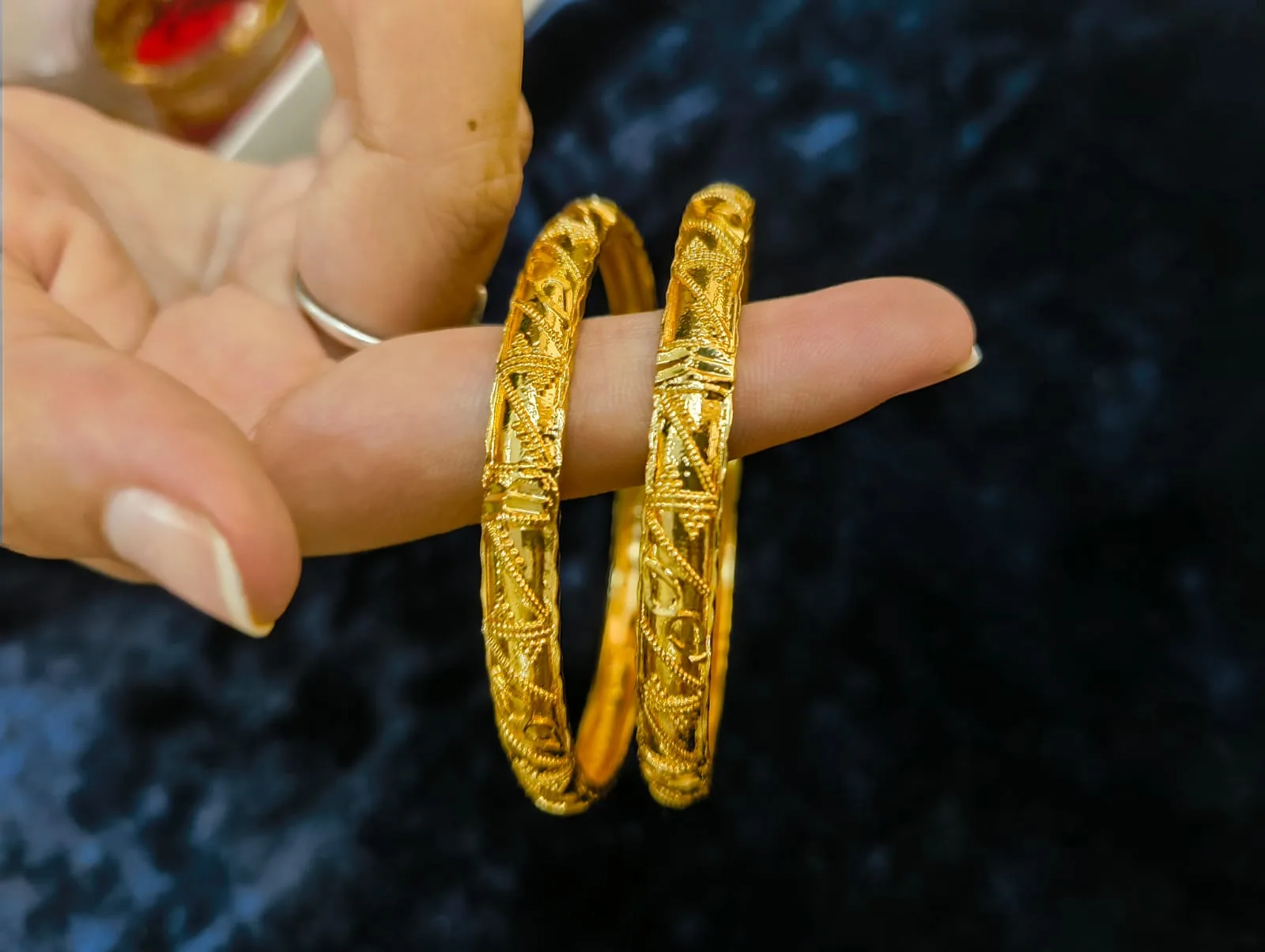 Traditional Gold-Tone Designer Bangles (Set of 2)