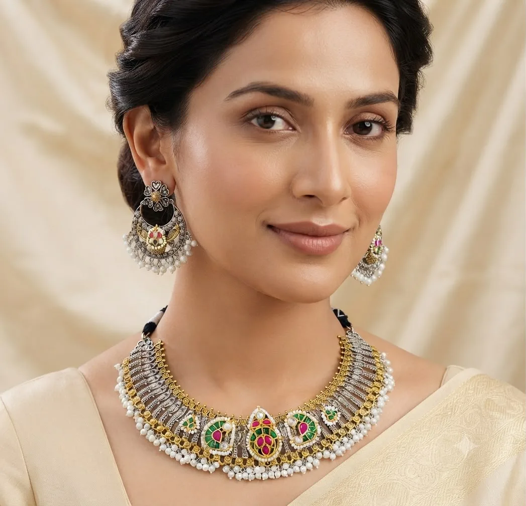 Silver and gold oxidised for authentic look