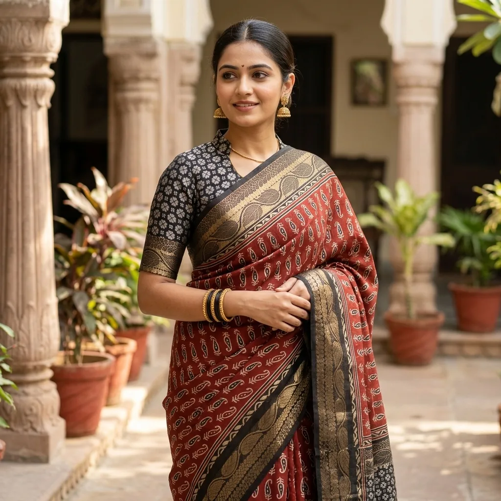 MUSKAN Pure Silk Kalamkari Saree SV103A
