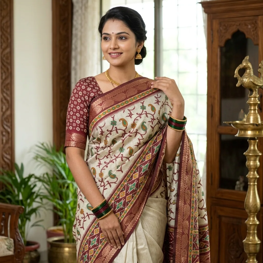 MUSKAN Pure Silk Kalamkari Saree SV103D
