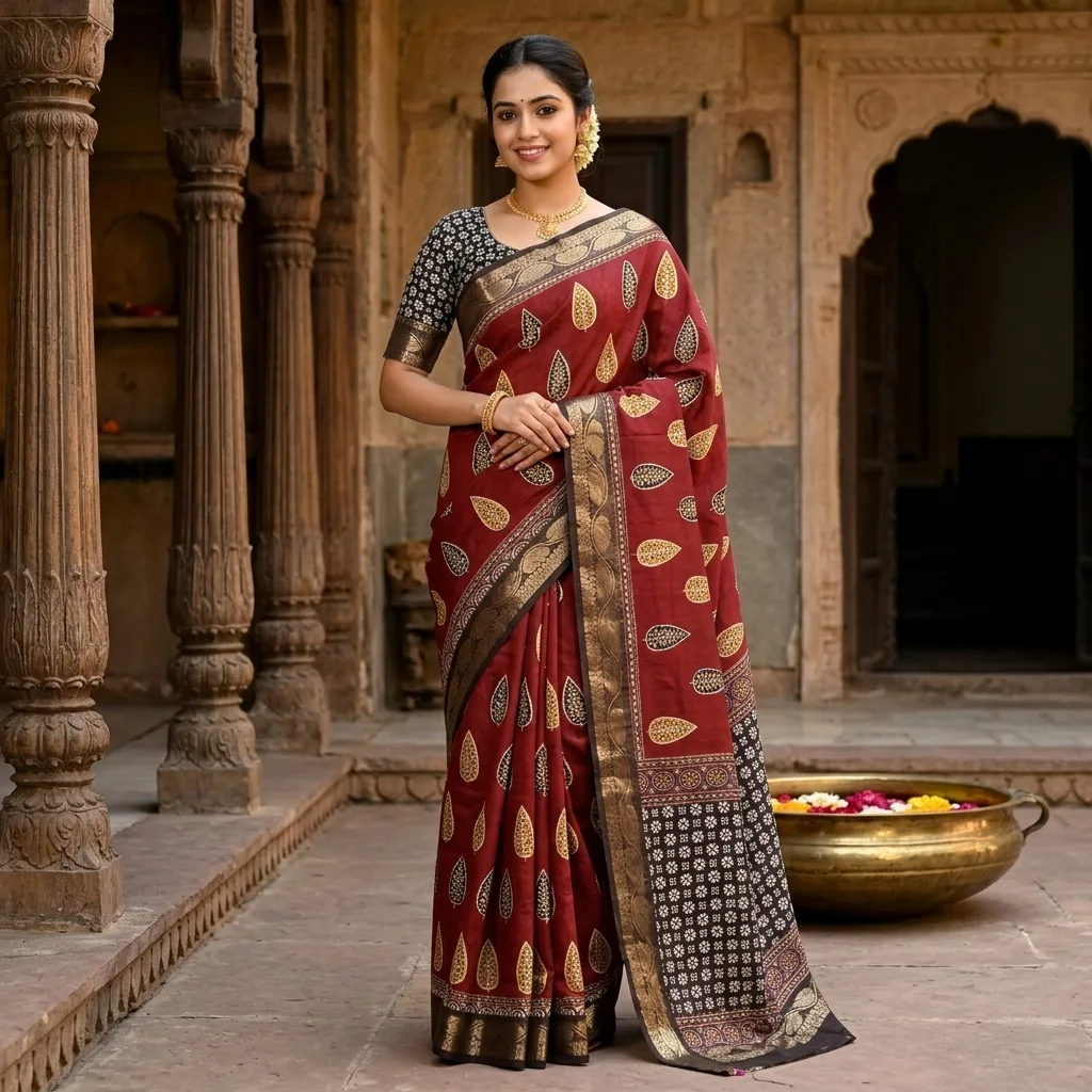 MUSKAN Pure Silk Kalamkari Saree SV103I