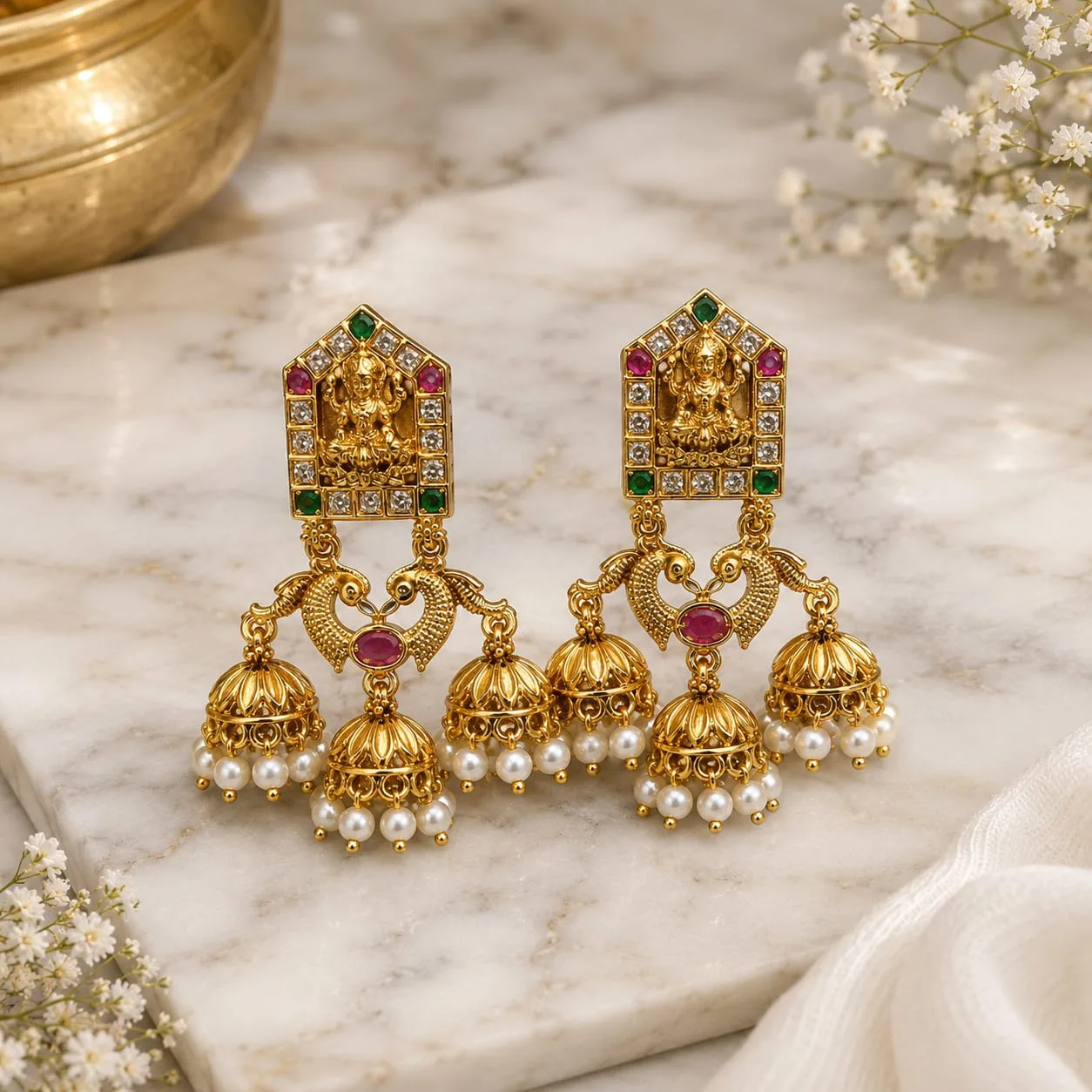 Temple Jhumka Earrings