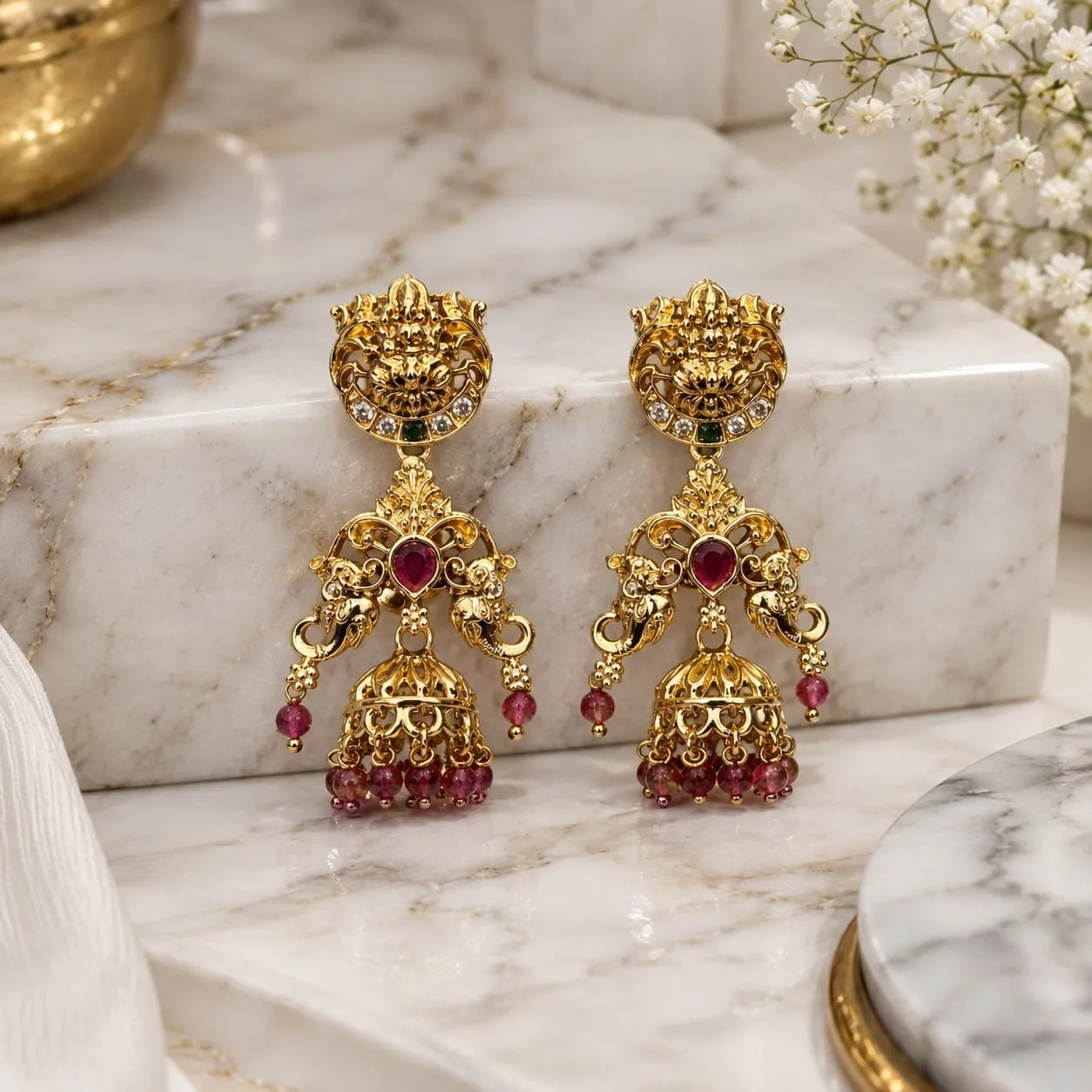 Temple Jhumka Earrings