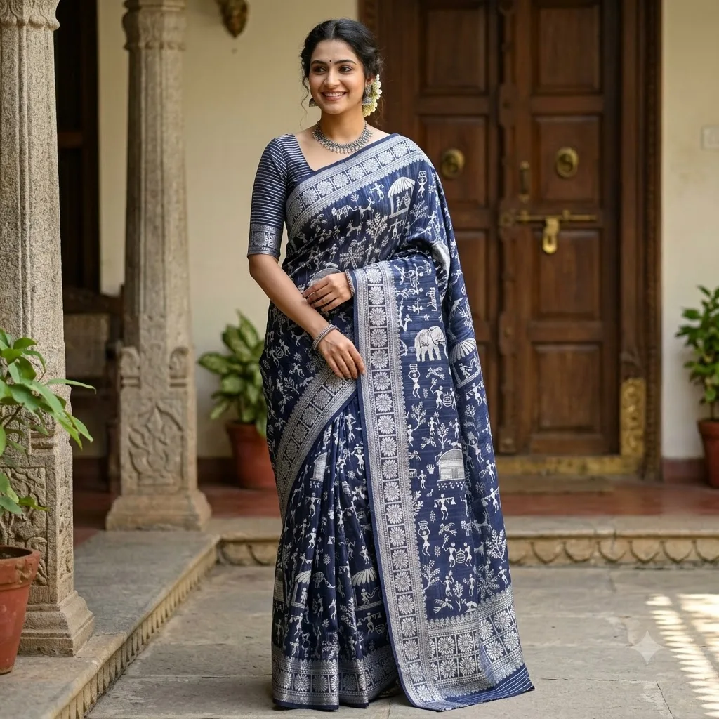 Cotton Silk Tribal Weaving Saree SV004B