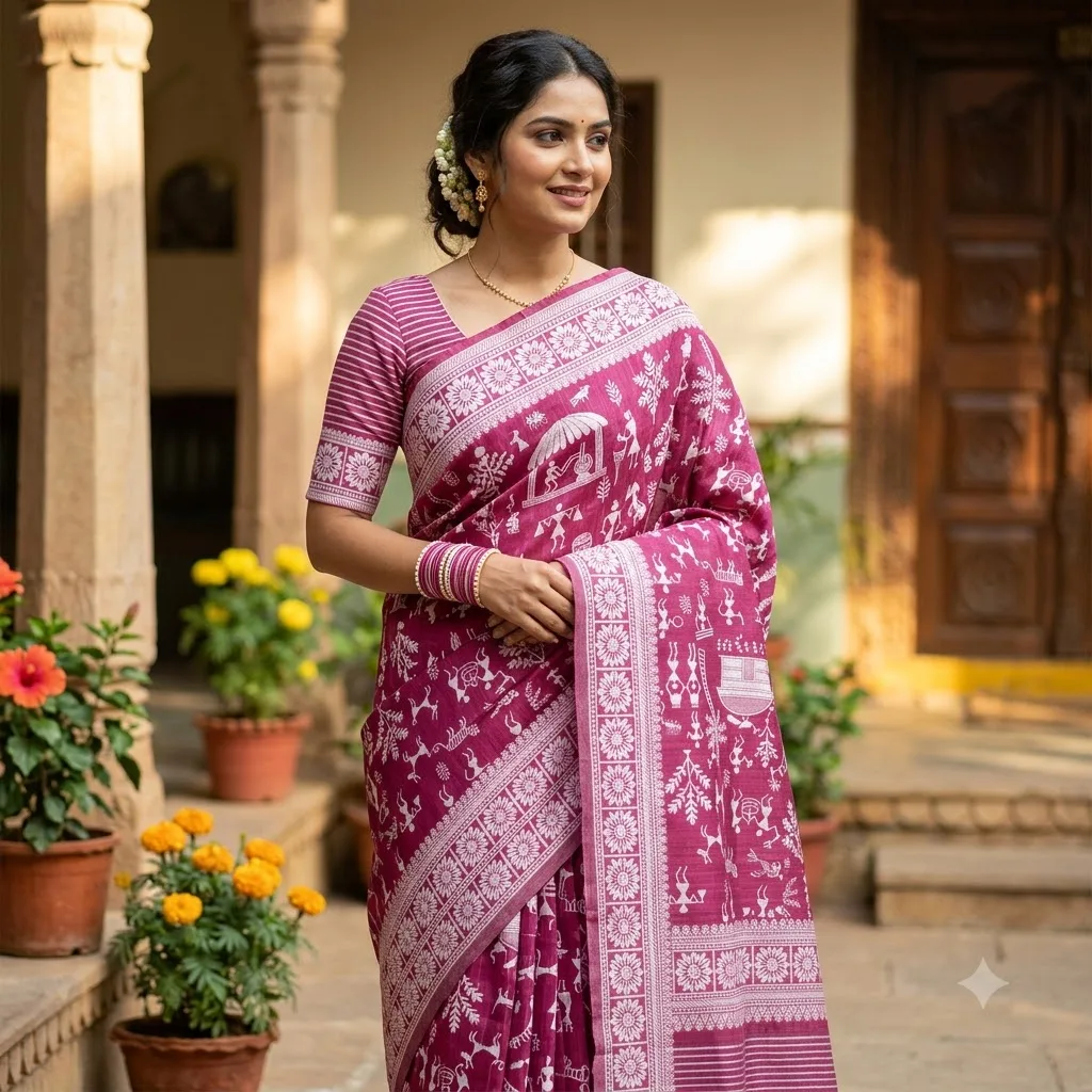 Cotton Silk Tribal Weaving Saree SV004E