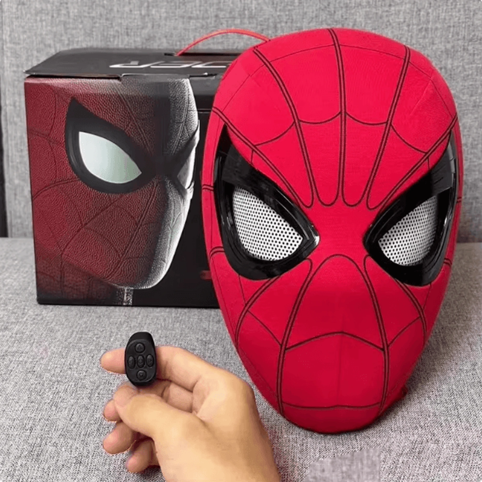 Spiderman Mask with Remote Control Eyes Blinking and Lights with Ring
