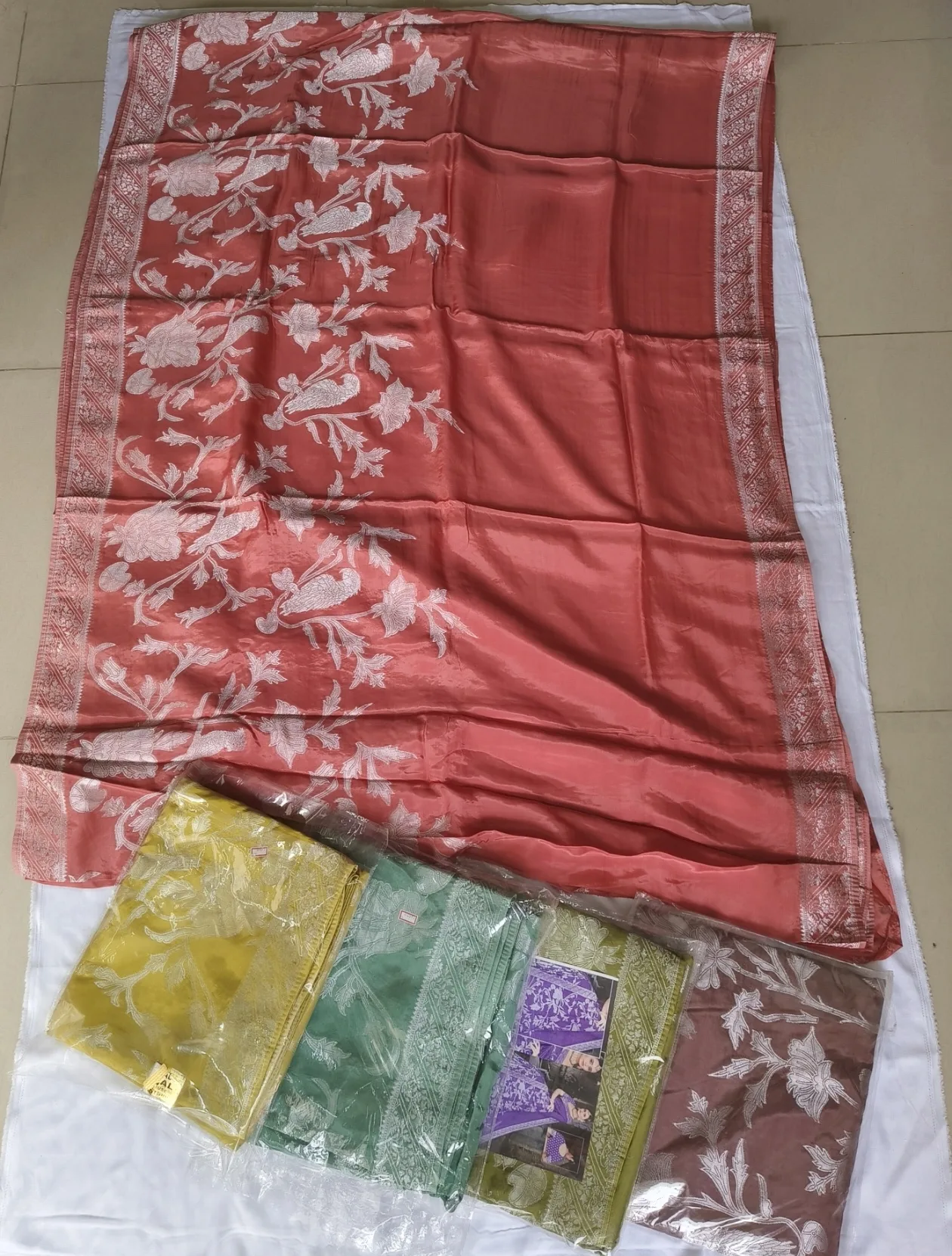 Coral Pink Silk Saree