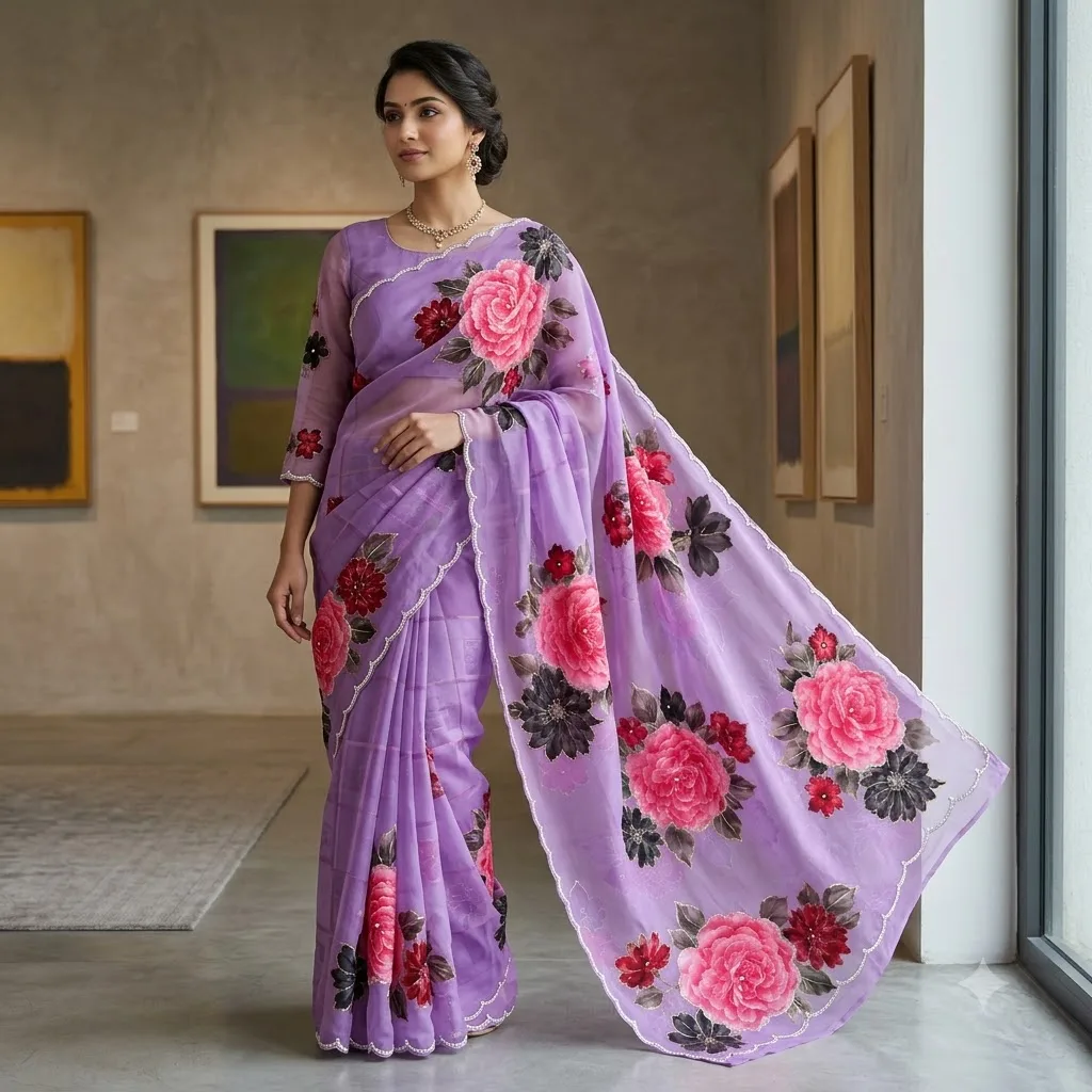 Premium Pure Georgette Floral Saree  SV107F