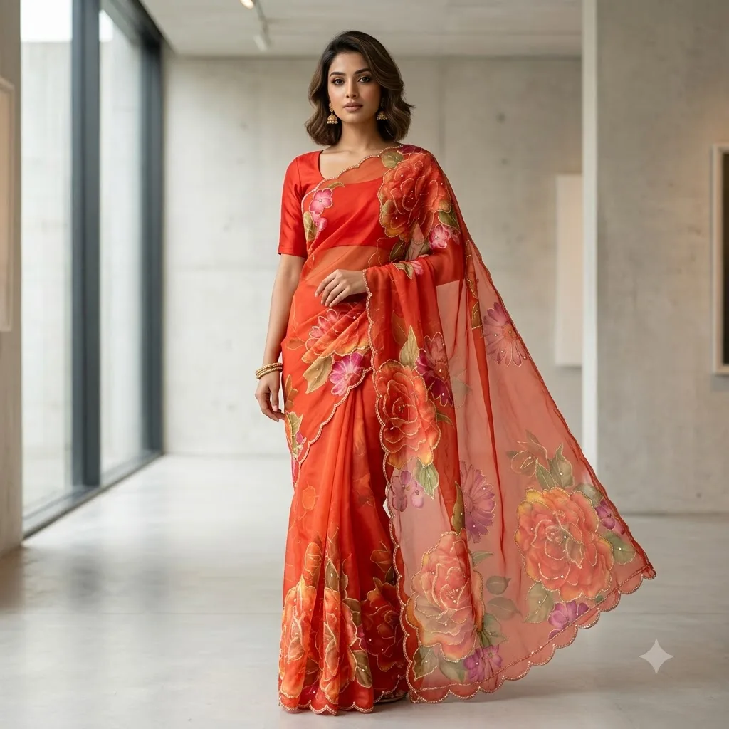 Premium Pure Georgette Floral Saree  SV107C