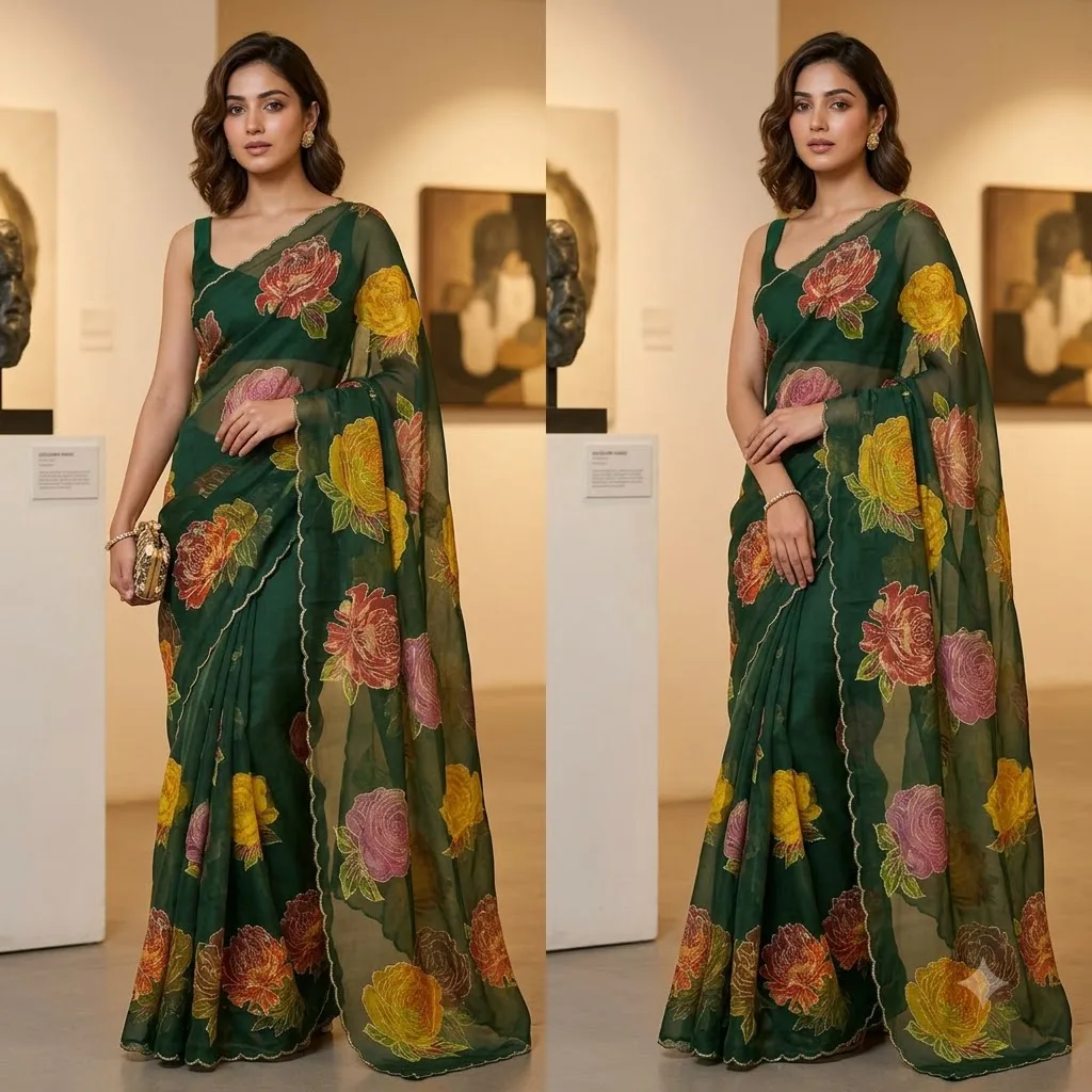 Premium Pure Georgette Floral Saree  SV107B