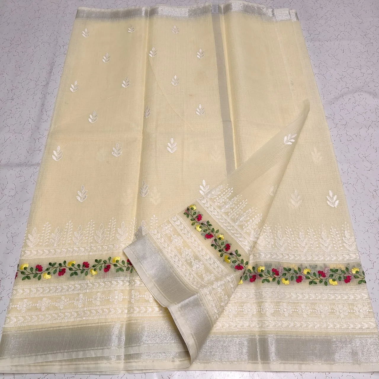 Ivory Bloom Kota Saree